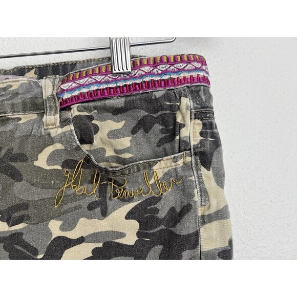 VTG Desigual Camo Cargo Pants 42 Boho Embellished Lace-Up Gorpcore Military Y2K - Picture 3 of 12